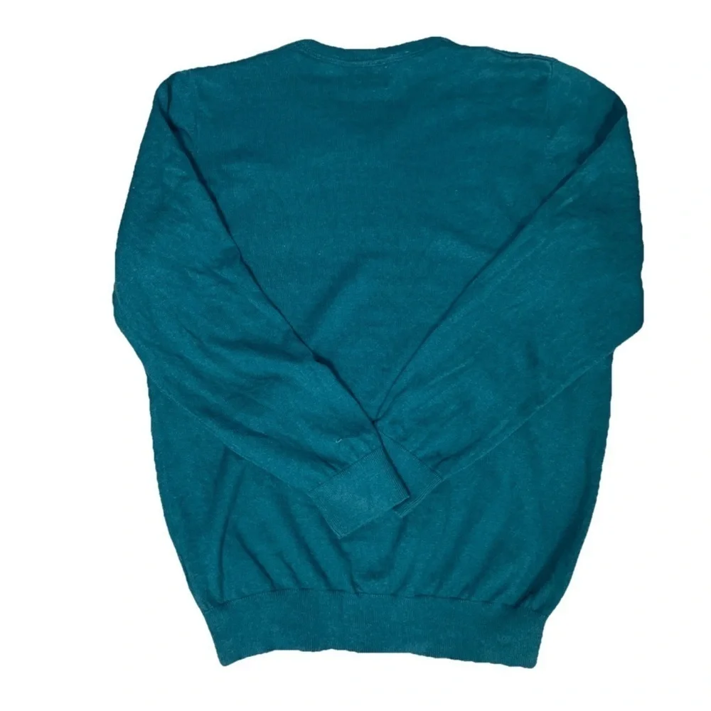 LL Bean Men's Size Large Cotton Cashmere Blend Sweater V-Neck In Green
